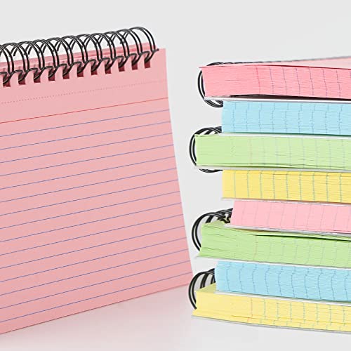 Koogel 8 Packs Index Cards, 400 Sheets Flash Cards 5x3 Inches Coil Multicolor Revision Record Cards Note Taking Paper for School Learning Memory Memo Scratch Pad Notebook Presentation Speech