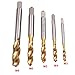 INHDBOX 5 Pcs M3 M4 M5 M6 M8 Titanium Coated HSS Spiral Flute Metric Taps Set
