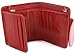 AINIMOER Women's Small Billfold Genuine Leather Tri-Fold Wallet with Zipper Pocket(Red)