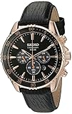 Seiko Men's 'Chronograph' Quartz Gold and Black Leather Dress Watch (Model: SSC448)
