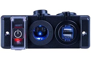 Sea-Dog Double USB & Power Socket Panel w/Breaker Switch