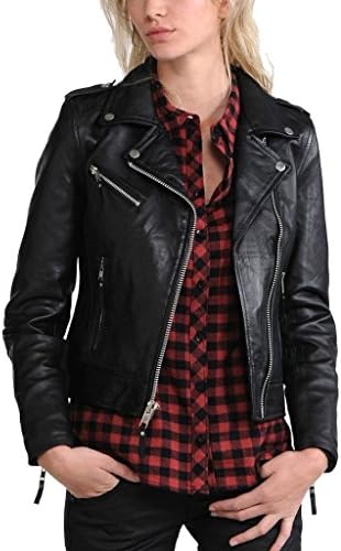 Napa Lambskin Women's Leather Bomber Biker Jacket Large Black