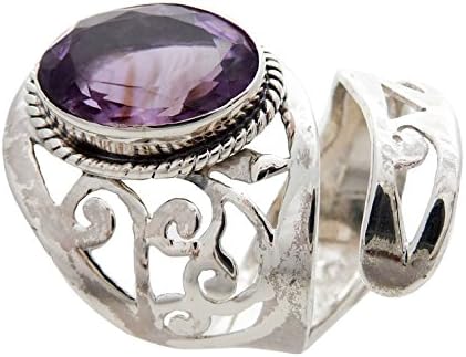 Braja Adjustable Faceted Healing Crystal Stone RING Sterling Silver