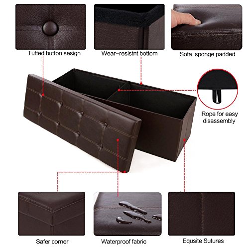 Nmch Storage Ottomans, 250lbs Load Capacity, PU Leather Premium Quality, Easy Installation, Living Room Rest Stool, Babies' Toys Stoarge Box, Bedroom Crate/Ottoman (763838Cm, Brown)