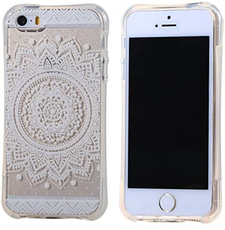 iPhone 5s Case, Weline Apple iPhone SE 5S 5 Case Bumper Shell Shock-Absorption and Anti-Scratch Clear Silicone Protector Skin Henna Floral Design Cover for iPhone SE/5S/5