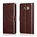 Belemay Compatible with Samsung Galaxy S8 Plus, Genuine Cowhide Leather Wallet Case, Protective Flip Folio Cover with Magnetic Closure, Kickstand, Card Holder Slots, Brown
