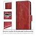 ProCase Genuine Leather Case for Galaxy Note 9, Vintage Wallet Folding Flip Case with Kickstand and Multiple Card Slots Magnetic Closure Protective Cover for Samsung Galaxy Note 9 (Red)