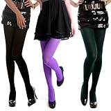 HDE 3 -Pk Womens Tights Microfiber Solid Color Opaque Footed Pantyhose Stockings