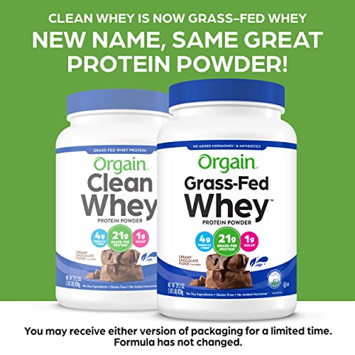 Orgain Whey Protein Powder, Creamy Chocolate Fudge 21g Grass Fed Dairy Protein, Gluten Free