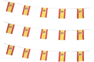 ZXvZYT Spain Spanish Flag Banner String,Small Mini Spain Pennant flags,For Grand Opening,Olympics,National Sports Events,Party Festival Decorations(50 Feet 38 Flags)