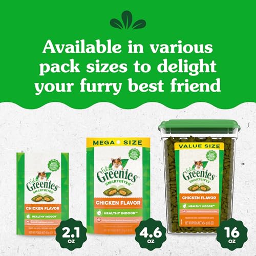GREENIES FELINE SMARTBITES, CAT TREATS HEALTHY RECIPE, INDOOR CAT TREATS, CHICKEN FLAVOR, 4.6 OZ. PACK