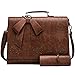 SOSATCHEL Women Briefcase PU Leather Laptop Messenger Shoulder Bag Handbag Fit 15.6 Inch Notebook, Brown (Upgraded)