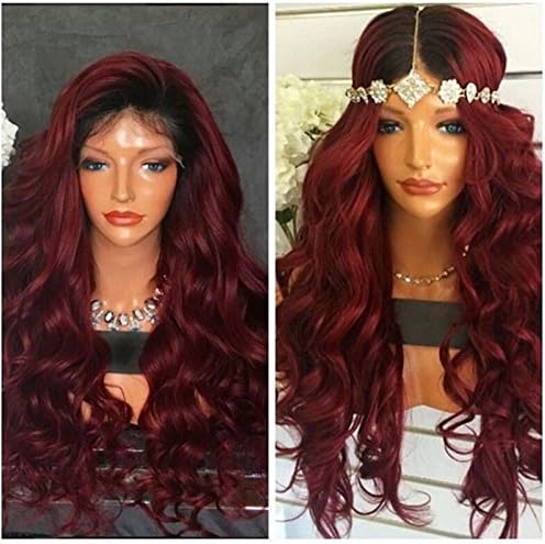 Ten Chopstics 360 Lace Frontal Wig 180% Density Brazilian Virgin Human Hair with Baby Hair Body Wave Full Lace High Density 1B 99j Ombre Color Wig for Black Women (20inch/360 lace front wig)