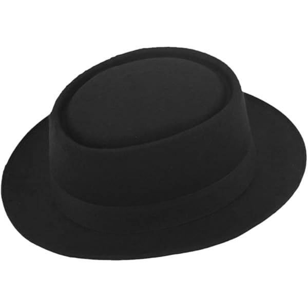 1PCS Black Classic Flat Top Blend Fedora Hat Brim Church Derby Cap