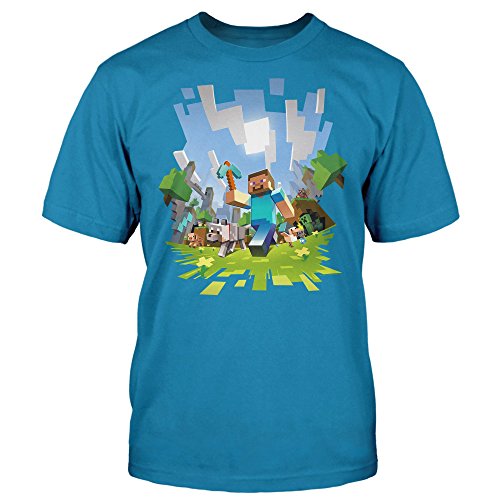 Minecraft Men's Adventure Basic T-Shirt (Turquoise, X-Large)