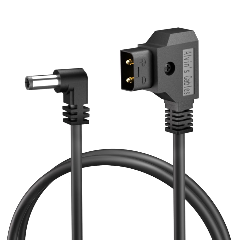 Alvin's Cables Anton Bauer Power Tap D Tap to 2.1 DC 12V Right Angle Cable for KiPRO LCD Monitors 60CM