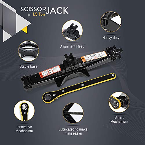 AMVIA Scissor Jack for Car 1.5 Ton (3,300 lbs) Car Jack Kit Tire