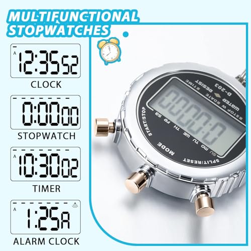 MAKINGTEC Digital Stopwatch, Metal Waterproof Stop Watch, Sports Stopwatch Timer 1/100th Second Handheld Chronograph with Large Display Shockproof Stopwatch for Coaches Swimming Training Competition