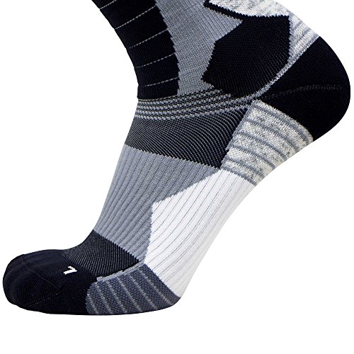 Thermal Compression Ski Socks - Warm Socks for Skiing and Snowboarding (Large, Grey/Black) - Thumbnail 3