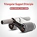 ZMG Foldable Portable Abdominal Wheel Strengthen Core Muscle Training Roller Equipment With Knee Pad 2-wheeled Mute Home Gym Exercise Fitness Ab Roller, Load up to 500lb (Black)