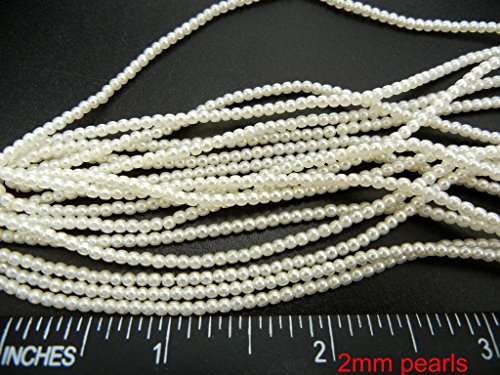 Czech Round Glass Imitation Pearls, 150pcs of 2mm White Pearl