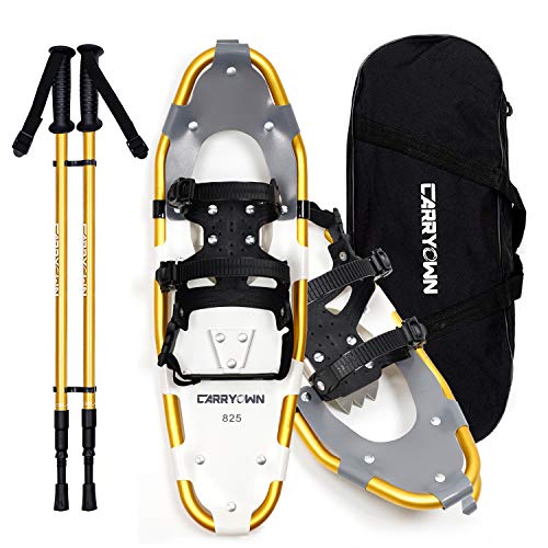 Carryown Light Weight Snow Shoes Snowshoes Set for Adults Men Women Youth Kids Boys Girls with Antishock Poles, Adjustable Ratchet Bindings, Free Carrying Tote Bag, 14/21/ 25/30 Inches