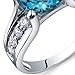 PEORA London Blue Topaz Cathedral Solitaire Ring for Women 925 Sterling Silver, Natural Gemstone Birthstone, 2.25 Carats Round Shape 8mm, Size 5