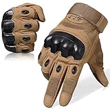 WTACTFUL Touch Screen Military Rubber Hard Knuckle Tactical Gloves Full Finger Airsoft Paintball Outdoor Army Gear Sports Cycling Motorcycle Riding Shooting Hunting Size Medium Brown