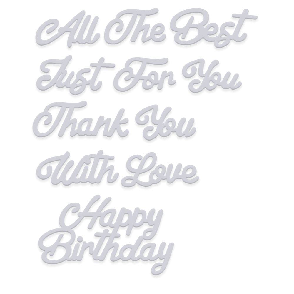 Sweet Dixie Metal Cutting Dies Sentiments Set 2, Silver