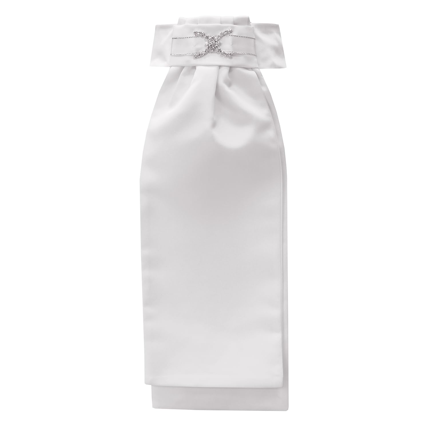 Equetech Amelia Deluxe Ready-Tied Stock – White Equestrian Dressage Tie (Stock Pin Not Included)