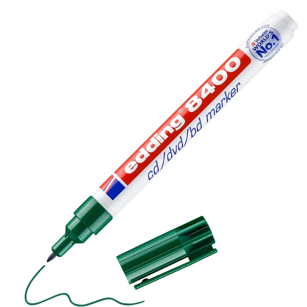 edding 8400 CD/DVD/BD marker - green - 1 pen - fine round nib 0.5-1 mm - for permanent labelling of CDs, DVDs and Blu-Ray Discs