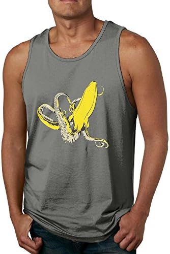 Elop Funny Octopus Feet And Banana Loose Fit Relaxed 100% Cotton Men's Tank Top T-shirt L DeepHeather