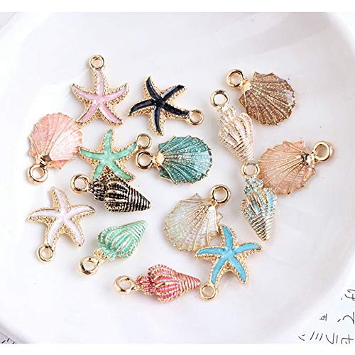 20pcs Mixed Alloy Metal Shell Pendant Conch Starfish Charms for Jewelry Making Fit DIY Handmade Earring Necklace