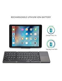 Plegable Teclado Bluetooth, Jelly peine Tamaño de bolsillo Portable Mini BT Teclado inalámbrico con Touchpad para iOS, Android, Windows, PC, tablet, con batería de iones de litio recargable