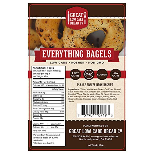 Great Low Carb Everything Bagels 2 Bags