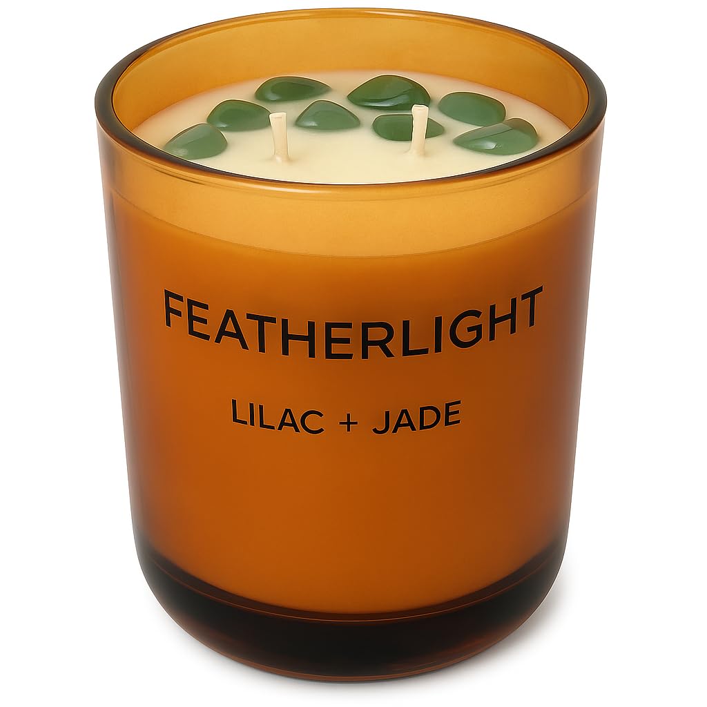 Svibes Collection Lilac Scented Candles - Jade Stone Infused Crystal Candle Gift for Women | Aromatherapy Candles for Better Sleep, Stress Relief, Anxiety (Lilac + Jade)