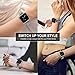 TOYOUTHS Leather Strap Compatible with Fitbit Versa Bands, Slim Genuine Leather Wristbands Replacement for Versa Lite Special Edition Versa Classic Accessories Pins Gray+Rose Gold Buckle