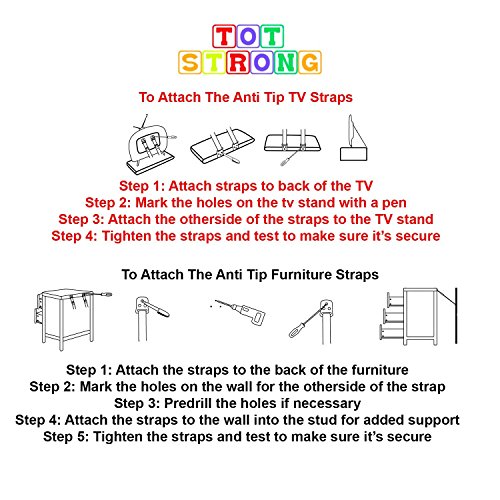 Tot Strong AntiTip Furniture and Flat Screen TV Safety Anchor Straps