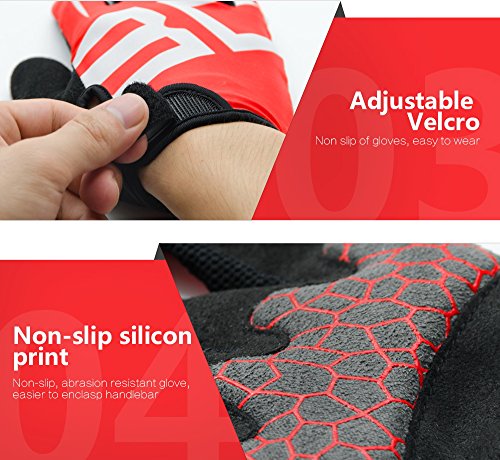 Anser 2240033 Outdoor Cycling Full Finger Gloves Bike Bicycle Gloves Breathable Anti-slip Reflective for Autumn Winter (Blue White, L)