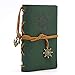 EvZ Leather Writing Journal Notebook, 5 Inches Vintage Nautical Spiral Blank String Diary Notepad Sketchbook Travel to Write in, Unlined Paper, Retro Pendants, Classic Embossed, Dark Green