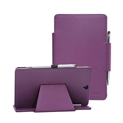 i-UniK 2016 Verizon Ellipsis 8 HD Tablet Case Support Sleep Awake Function Compatible Model #QTASUN1G/QTASUN1B Cover [Bonus Stylus] (Purple)