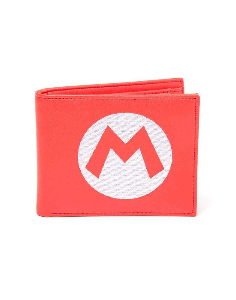 Bioworld Nintendo Super Mario Bros. Bi-Fold Wallet with Embroidered Logo, (Mw010205Ntn) Credit Card Case, 17 cm, Red