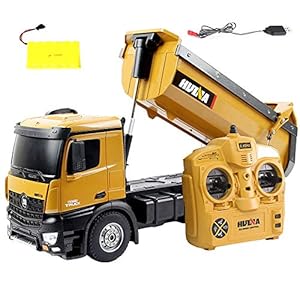 Ailejia RC Remote Control Truck Construction Dump Truck Toy 2.4GHz Huina Die-Cast Front Gift for Kids Children
