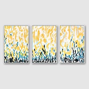 Framed Canvas Wall Art for Living Room, Bedroom Abstract Color Collage Pattern Canvas Prints for Home Decoration Ready to Hanging - 16"x24"x3 Panels