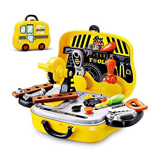 SainSmart Jr. Kids Tool Set 31 PCS, Little Engineer Pretend Toolbox Construction Tools, Role Play Engineer Workshop Tool Kit Play Tool for Preschoolers Kids
