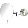 Sharper Image Jerdon 7.75-Inch Wall Mount Mirror - Makeup Mirror with 5X Magnification & 14-inch Wall Extension - Nickel Finish Round Personal Mirror - Model JRT685N