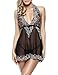 Ruzishun Lingerie for Women Babydoll Floral Lace Chemise with G-String