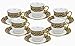 Euro Porcelain 12-pc. Tea Cup Coffee Set, Vintage Cobalt Blue Ornament, 24K Gold-plated Accents, Premium Bone China 6 Cups (8 oz) and Saucers, Original Czech Tableware