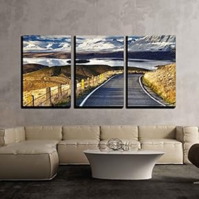 3 Piece Canvas Wall Art - Southern Alps and Lake Tekapo, View from Mount John, Mackenzie Country, New Zealand - Modern Home Art Stretched and Framed Ready to Hang - 16"x24"x3 Panels