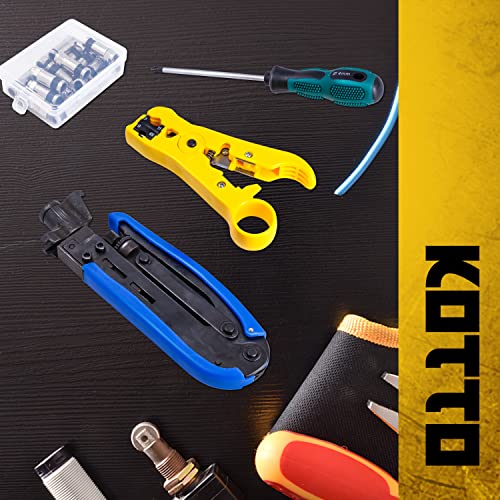 KOTTO Coax Cable Crimper Kit, Compression Tool Coax Cable Crimper Kit